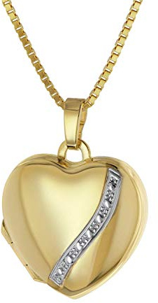 trendor Medaillon Herz Gold 333 / 8K mit Vergoldeter Damen-Halskette 39056 | wunderschönes Schmuckstück für Damen, zeitloser Halsschmuck für Frauen