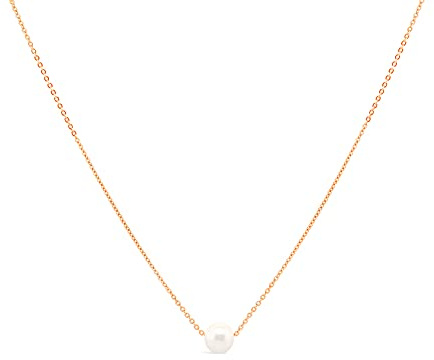 Olivia & Pearl 18K Gold Pearl Necklaces for Women | Certified AAAA+ Grade Womens Jewellery | Single Elegant Ethically Sourced Freshwater Pearls | Oh So Fine Necklace (Rose Gold)