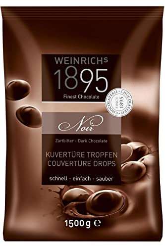 Zartbitter Schokolade, Dunkle Kuvertüre, Tropfen, 1,5 kg, Weinrichs 1895 Finest Chocolate,