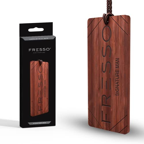 Fresso Lufterfrischer Anhänger aus Holz, Das luxuriöse Parfüm für Ihr Auto, Autoduft (Signature Man)