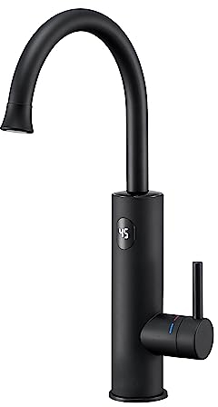 ESIP Wasserhahn mit durchlauferhitzer,Schwarz Küchenarmatur Armatur mit integriertem Durchlauferhitzer wasserhahn, 3000W Temperaturanzeige elektrischer wasserhahn, Wasserhahn küche 360° schwenkbar