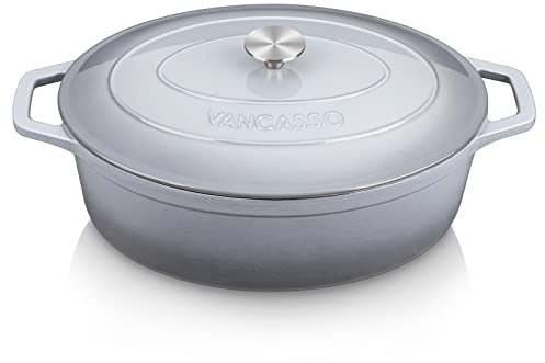 vancasso Enameled Cast Iron Dutch Oven, 9.3 Quart Dutch Oven Pot with Lid, Oval Dutch Oven Cast Iron Pot with Non Stick Enamel Coating for Bread Baking