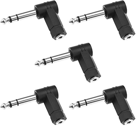 EMSea 5 Pezzi Adattatore Audio Stereo Ad Angolo Retto 6,35 Mm A 3 Poli TRS Maschio A 3,5 Mm Femmina Convertitore Connettore Per Cuffie Auricolari Pianoforte Elettrico Mixer Chitarra