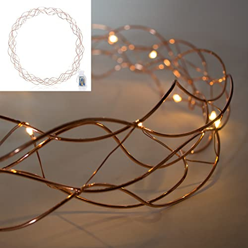 (59 cm) Design LED Kranz Kupfer, Batteriebetrieb Timer. Adventskranz, Türkranz, Fensterbeleuchtung, Dekokranz