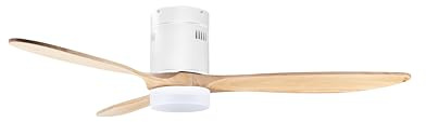 Orbegozo CP 114132 Ventilador de Techo con Luz LED 18W, 3 Aspas de Madera Natural, Sistema de Ventilación Reversible Invierno Verano y Cambio de Giro desde Mando