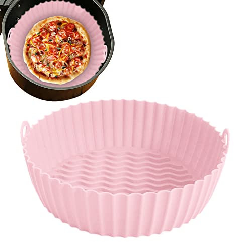 Decorhome Silicona Air Fryer Liner, olla redonda de silicona para freidoras de aire caliente | Accesorios para freidoras de aire caliente de silicona para su familia, amigos y amantes de la cocina