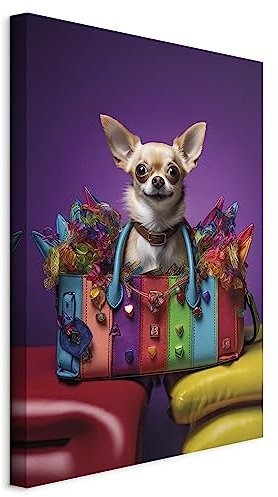 murando AI Acoustic Canvas Wall Art Dog 80x120 cm / 32x48 picture with acoustic foam sound absorption print image Artwork 1 pc room acoustics soundproofing Chihuahua Bag Abstract g-H-10014-b-b
