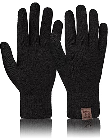 Voqeen 100% Wool Glove Winter Warm Touchscreen Gloves 3 Fingers Touch Screen Texting Mitten Glove for Men Women for Cycling Running Climbing Hiking Outdoor Sports