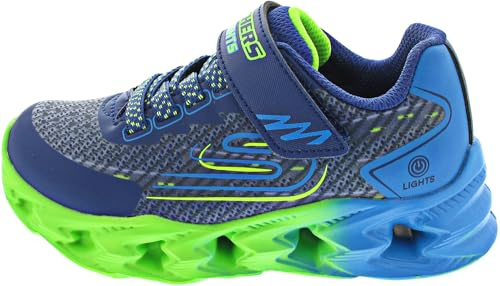 Skechers Sportskor för pojkar, sneakers, Marinblå syntetisk textil lime blå trim, 34 EU
