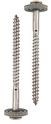 HELPMATE Vis de ferblantier 4,5x65mm, 50 pièces, DIN 7995, acier inoxydable A2, T20, vis de couvreur, tête bombée, avec rondelle plate et rondelle d'étanchéité EPDM, argent, 4,5 x 65 mm