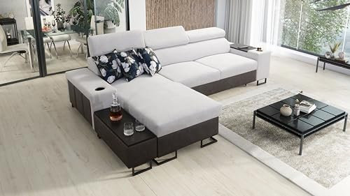 Ecksofa Melani I Maxi 291x182cm - Schlaffunktion - Bettkasten - L-Form - Couch - Eckcouch - Schlafsofa - Wohnlandschaft - Sofa - Polstersofa - Freya 210.08+Kunstleder Tauro 8207 - Seite Links - 26
