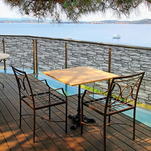 Deco4Me Balkonbespannung 90x500cm Sichtschutz Windschutz Balkonverkleidung Zaun Stein…