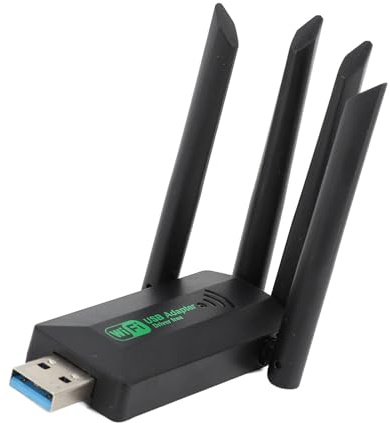 Gugxiom Adaptador WiFi USB, Dongle WiFi de 1200Mbps USB 3.0 de Doble Banda 5G 2.4G, Adaptador de Red Inalámbrico para PC Portátil de Escritorio, Antenas Duales de 5dBi, Compatible con