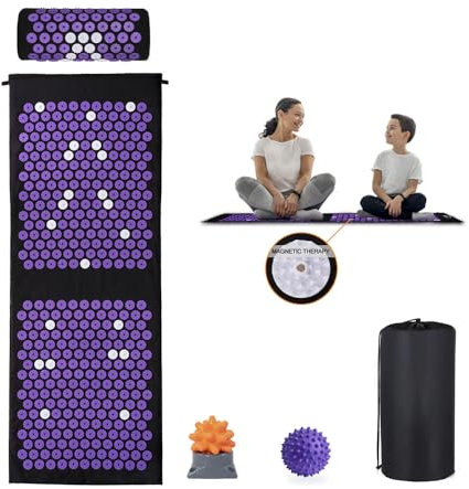 Loboo Idea Juego de tapete de acupresión XL y almohada, juego de esterilla de acupresión extra larga para aliviar el dolor de cuello y espalda, regalos para aliviar el estrés para hombres y mujeres