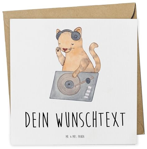 Mr. & Mrs. Panda karte personalisiert Katze DJ - Personalisierte Geschenke, grußkarte, Postkarte, Instrumente, individuelle, Tanzen, Club, Disko, Feiern, Grußkarten
