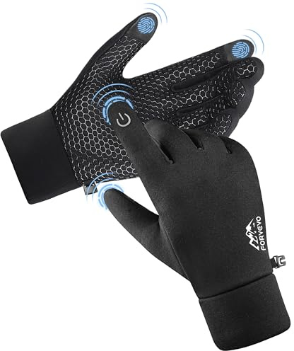 FORVEVO Fahrradhandschuhe Herren, Winter Handschuhe Herren Wasserdicht, rutschfeste Touchscreen Winddichte Radhandschuhe für Sport Radfahren Outdoor(XL,Schwarz)