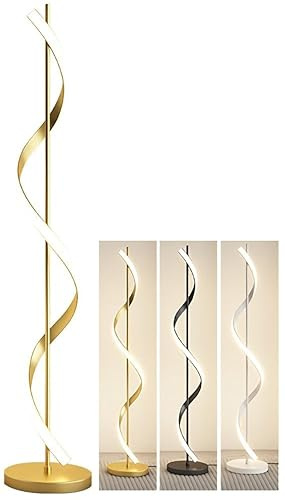 Sedtonmu LED Stehleuchte Doppelhelix Dimmbar Stehlampe Dimmbar 3 Farbtemperaturen Ecklampe Für Wohnzimmer Schlafzimmer Büro Eck Standlampe,Gold,C