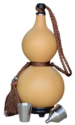 Frasco De Vino De Calabaza,Botella De Calabaza De Vino - Botella de agua al aire libre con cuerda de borla | Adorno de calabaza Feng Shui chino Hu Lu, botella de agua portátil para exteriores con tapó