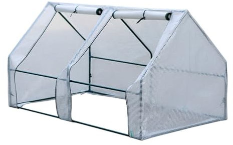 Petite Serre de Jardin Exterieur Serre d'extérieur avec Porte À Enroulement, Serre Familiale avec Bâche de Protection Contre La Pluie en PE pour Les Plantes Serre À Semis(180 * 90 * 90cm)