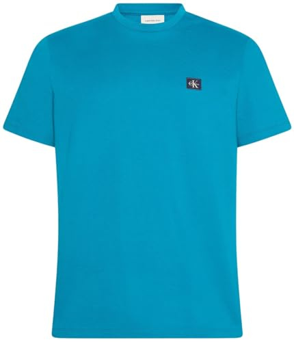 Calvin Klein Uomo T-Shirt Maniche Corte Badge Jersey Classic Tee in Cotone, Blu (Deep Tropical Teal), M