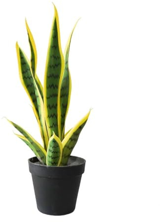 Cachpib Artificial Snake Plant, Fake Sansevieria Laurentii Plant with Pot, Indoor Decorative Faux Potted Agave Tree for Home Office Patio, Snake Plant (yellow) 40cm