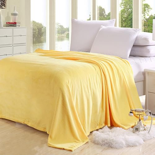 GAIFNAG Kuscheldecke Decke Sofa Strickdecke 80 x 250 cm Baumwollmix Weich, Warm & Waschbar Couchdecke für Winter für Tiefen Schlaf Und Bessere Erholung, Gelb