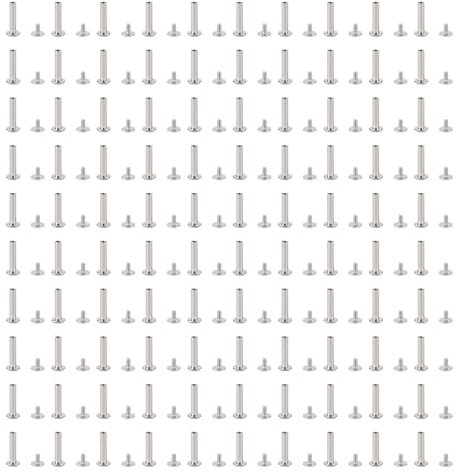 100 juegos de tornillos M2 tornillos sin remache tornillo de encuadernación de acero sin perno hexagonal multifuncional pernos de cabeza redonda plana para vallas (3 * 13 * 6 mm)