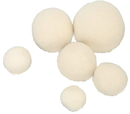 6 bols adoucissants, réutilisables, absorbants les impuretés, boules de laine sèche