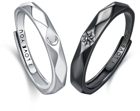 Paar Ringe Set 925 Sterling Silber Verlobungsringe Paar Verstellbare Offene Ring für Verlobungsringe Paar Fingerring Matching Rings Jubiläum Valentinstag für Damen Herren