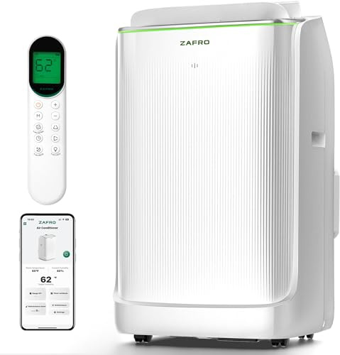 ZAFRO Portable Air Conditioners 16,000 BTU (12,000 BTU SACC), Ultra Quiet(42dB) Smart AC with Drainage-free Cooling/Dual Duct/24Hrs Timer/APP/Remote/Cool, Fan & Dehumidifier Modes for Rooms