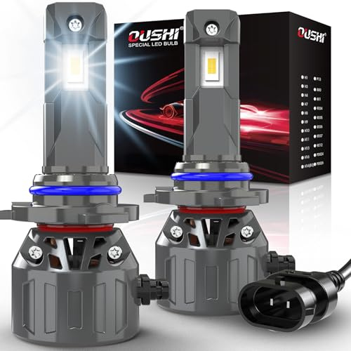 OUSHI 9012 Headlight Bulb 32000LM, 800% Brighter 9012 LED Bulb 6000K Xenon White Plug and Play 1:1 Mini Size Upgrade 9012 HIR2 LED Headlight Bulbs, Pack of 2