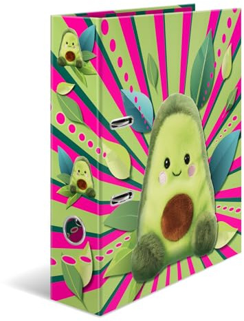 HERMA Ordner A4 Avocado Set, 5 Stück, 7 cm breit, Ringordner mit Kindergarten Motiv, bunter Aktenordner mit Innendruck für Jungen, Mädchen und Kinder
