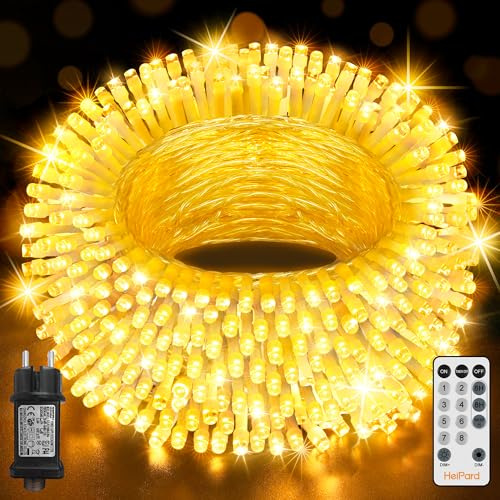 HeiPard Lichterkette Außen 20m 200LED Warmweiß, Fairy Lights mit Fernbedienung Timer Dimmbar 8 Modi IP44 Wasserdicht für Garten, Balkon, Terrasse, Weihnachtsbaum, Hochzeit & Party Deko