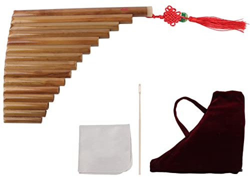 KIMISS Panflöte Pfanne Flöte 15 Rohre, Natürlicher Bambus -Ton -Pfannenflöte, Pan Instrument Panpipes Chinesisches Traditionelles Musical Für Anfänger