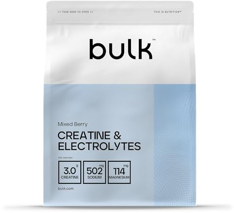 Bulk Poudre de Créatine & Électrolytes | 300 g | Fruits rouges | 3 g de créatine | Électrolytes et vitamines essentiels | Améliore l’énergie, l’hydratation et la performance | Idéal pour HIIT