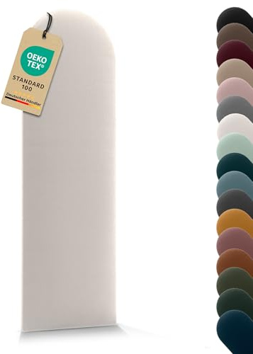 VELUYA Wandpolster Polsterplatte Rundbogen – Velours, Wandkissen 30 x 80 cm, Polsterpaneel, Oeko-TEX, Made in EU, Ecru T07