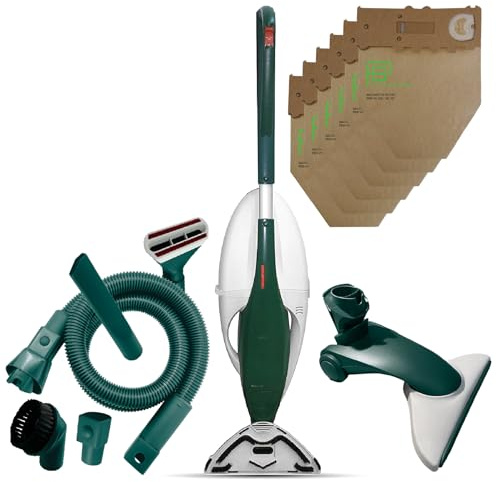 Aspirapolvere Folletto VK131 -REVISIONATA- + Spazzola HD CON RUOTE, Ideale Per Tutti i Pavimenti, Cavo Estraibile 7m, 3 Velocità, Filtro HEPA, Pronta all’Uso + 2 ANNI SACCHETTI + KIT TUBI