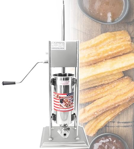 vnmudzeo 5 L Manual Latin Fruit Donut Machine,w/5 Molds,Stainless Steel Spanish Churros Donuts Maker,for Street Vendors Catering Services