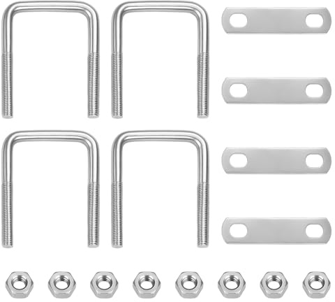 4 Stück Bügelschraube M8 Quadratische Bügelschrauben 65x40mm U-Bolzen, U Bügel mit Gewinde für Zaunpfosten Rohr Befestigung, Zum Abschleppen Von Automobil Schiffsreparatur