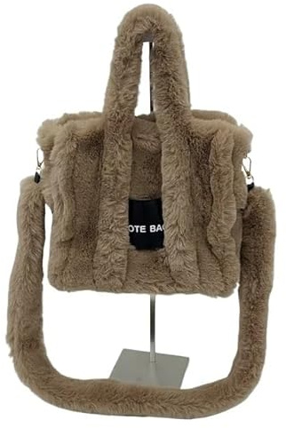 FREOJGU Plyschväska för kvinnor, fuzzy rosa fuskpäls vinterhandväska, fluffig fluffig fyrkantig crossbody-väska, elegant tote för, kaki, Taille unique