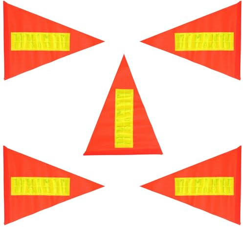 VICASKY Set 5 Pezzi Bandiere di Sicurezza per Bicicletta Riflettenti in PVC 215X285 CM per Bandiere di Avvertimento Resistenti all'Usura per Ciclismo Urbano Asta 6Mm Compatibile