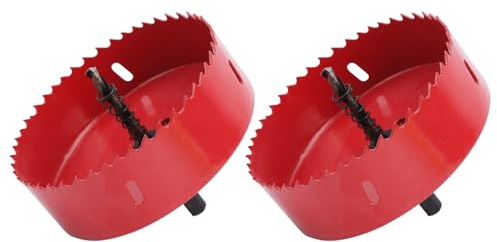 3,9 Zoll (100 mm) M42 Bimetall-Lochsäge, 2 Stück Hochleistungs-Bohrschneidwerkzeug mit Schnellspannfeder für Holz-Cornhole, Gipskarton, PVC-Platten, Fiberglas (Rot)