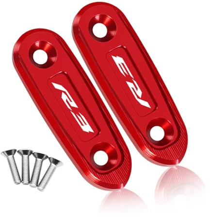 MFGZD Motorrad Außenspiegel Loch Cap, 2PCS CNC Moto Motorrad Spiegel Block Off Cap Für Yamaha YZF-R3 R3 2019 2020 2021 2022 2023 2024 2025 (Rot, Für R3)