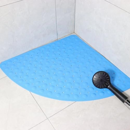 Tappetino da doccia antiscivolo a forma di ventaglio ad asciugatura rapida, design triangolare, lavabile, fondo antiscivolo per vasca da bagno e doccia, accessorio perfetto per il bagno