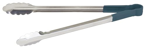 Winco Utility Tong with Blue Non-Slip Grip, 16-Inch, Stainless Steel