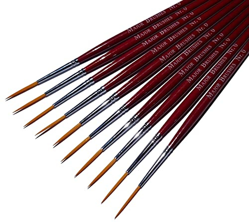 Major Brushes Synthetische Rigger-Pinsel, Größe 0, 10 Stück
