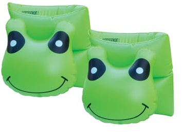 Set of 2 Inflatable Green Frog Animal Fun Swimming Pool Arm Floats for Kids, 7.5-Inch