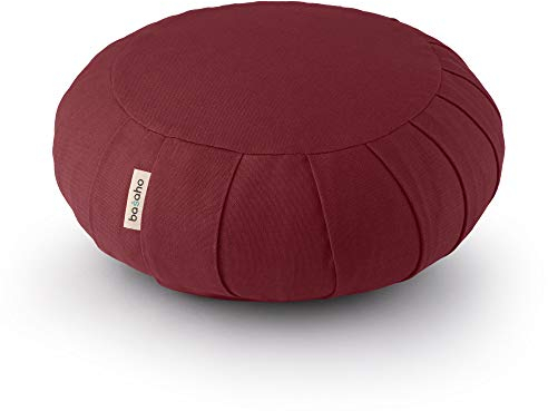 basaho CLASSIC Zafu Meditationskissen Yogakissen | Bio-Baumwolle | Buchweizenschalen | Abnehmbarer und waschbarer Bezug (Tibetisches Bordeaux)