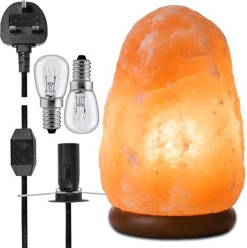 ONEX Natural Himalayan Salt Lamp – Hand Carved Crystal Rock Salt Lamp with Wooden Base – Decorative Table Lamp for Home Décor, Meditation, Relaxation & Stress Relief (2–3 KG)