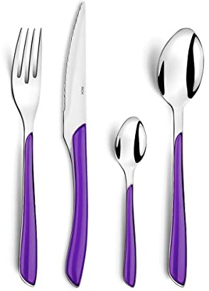 Amefa ECLAT Besteck, Essbesteck für 4 Personen, Edelstahl mit hochwertigen Kunststoff-Griffschalen in violett, 16-teilig, Violine